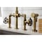 Kingston Brass KS2333RX Industrial Style Bridge Kitchen Faucet with Brass Sprayer, Antique Brass KS2333RX - alternate 2
